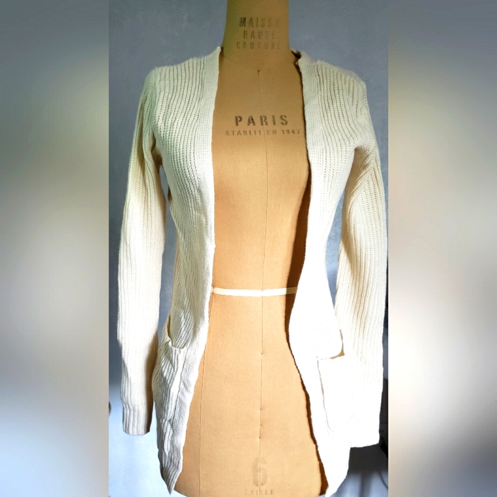 TILLY'S  Knit  With Esstl Lace-Up Back Cream Cardigan Sweater Size XS